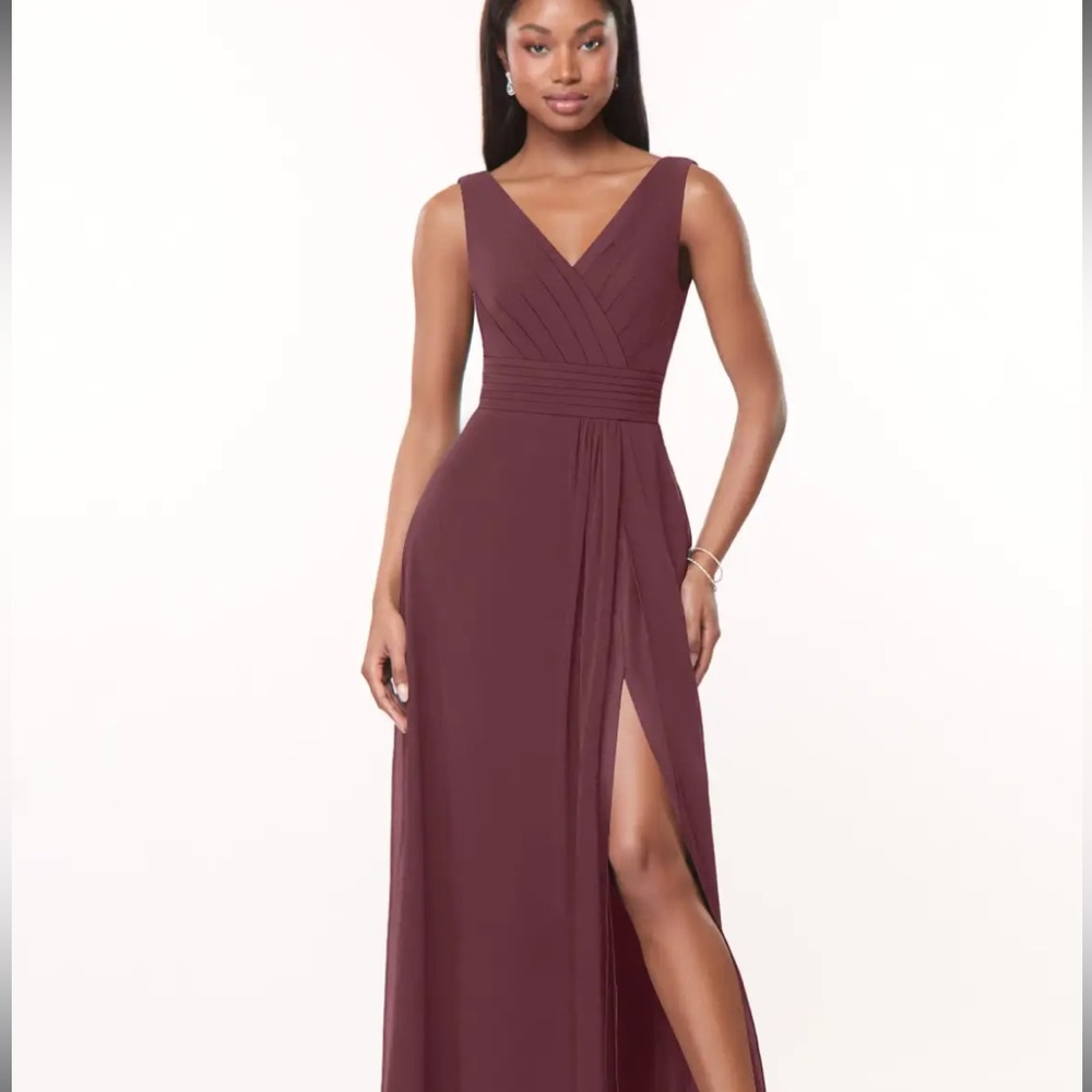 Azazie Karina Burgundy Chiffon Bridesmaid Dress Size 12